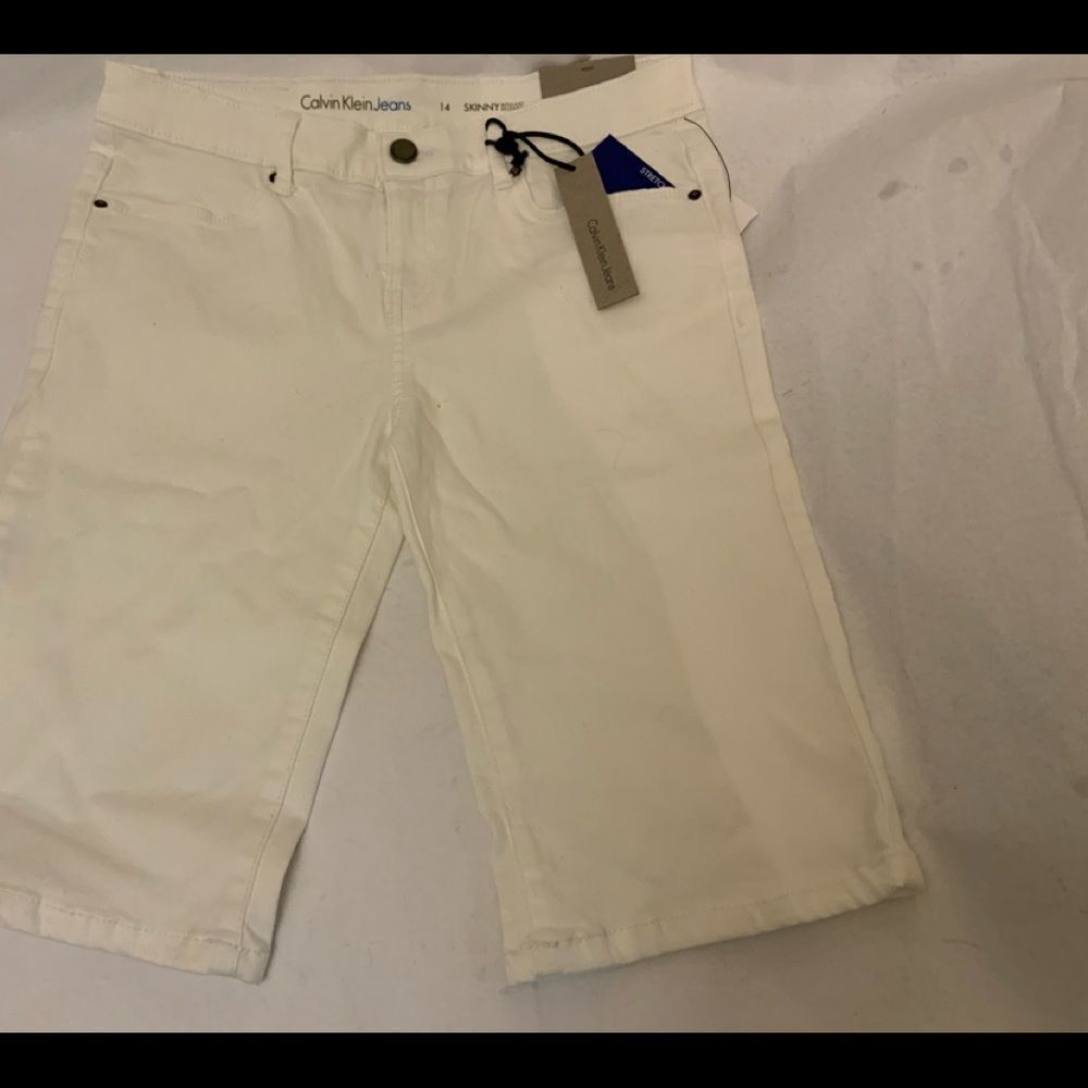 Calvin Klein jeans stretch skinny moulant Delgado Shorts Size 14 white  New